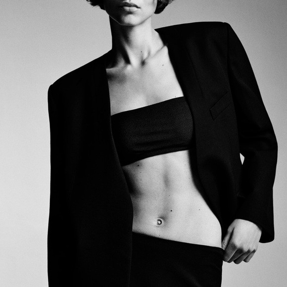 Vintage 1980’s Structured Wool Collarless V-Neck Oversized Lined Blazer - Picture 14 of 14